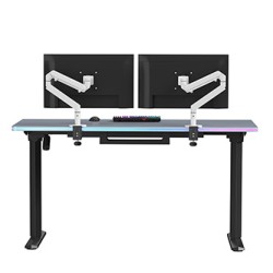 ULTRADESK Biurko dla gracza QUEST, 140x70cm, 72-120cm, czarno-szary