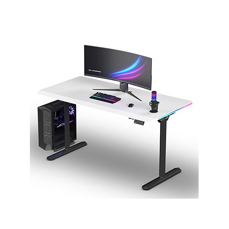 ULTRADESK Biurko dla gracza QUEST, 140x70cm, 72-120cm, czarno-biały