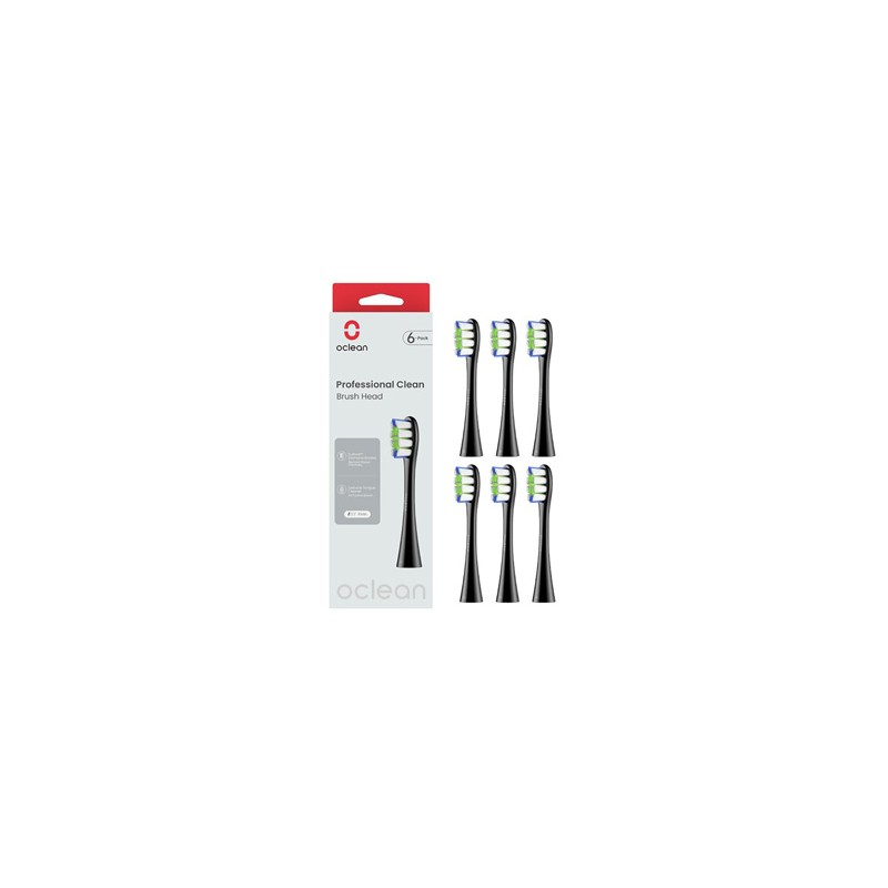 Oclean wymienne końcówki szczoteczek Professional Clean Medium 6 szt P1C5 B06, czarne