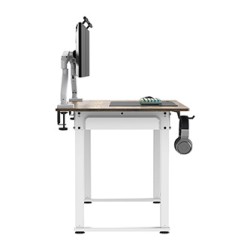 ULTRADESK UPLIFT Biurko 160x75 cm, 72-118 cm, biało-brązowy