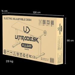ULTRADESK PULSAR Biurko dla dzieci z elektryczną regulacją wysokości z uchwytem słuchawki i kable 120X60 cm, biały