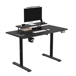ULTRADESK HIGHLANDER BLACK Biurko z elektryczną regulacją wysokości z uchwytem słuchawki i kable 120X60 cm, czarny