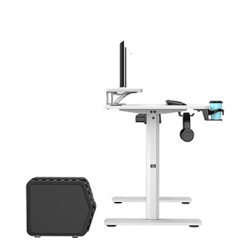 ULTRADESK HIGHLANDER WHITE Biurko z elektryczną regulacją wysokości z uchwytem słuchawki i kable 120X60 cm, biały