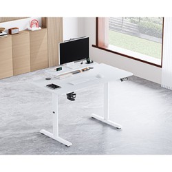 ULTRADESK HIGHLANDER WHITE Biurko z elektryczną regulacją wysokości z uchwytem słuchawki i kable 120X60 cm, biały