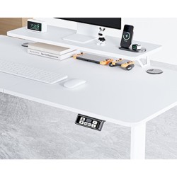 ULTRADESK HIGHLANDER WHITE Biurko z elektryczną regulacją wysokości z uchwytem słuchawki i kable 120X60 cm, biały