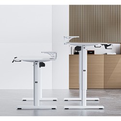 ULTRADESK HIGHLANDER WHITE Biurko z elektryczną regulacją wysokości z uchwytem słuchawki i kable 120X60 cm, biały