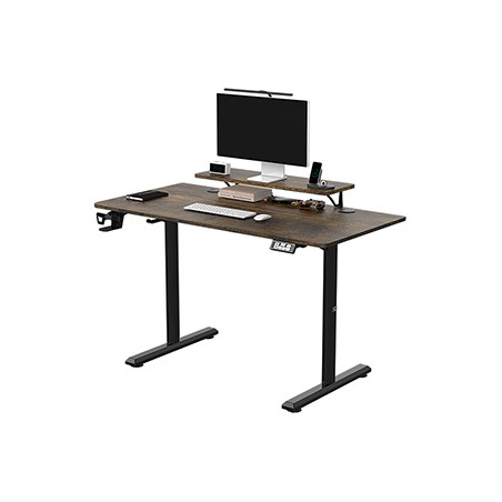 ULTRADESK HIGHLANDER BROWN Biurko z elektryczną regulacją wysokości z uchwytem słuchawki i kable 120X60 cm, brązowy