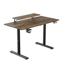 ULTRADESK HIGHLANDER BROWN Biurko z elektryczną regulacją wysokości z uchwytem słuchawki i kable 120X60 cm, brązowy