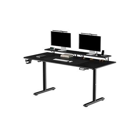 ULTRADESK HIGHLANDER XXL BLACK Biurko z elektryczną regulacją wysokości z uchwytem słuchawki i kable 160X70 cm, czarny