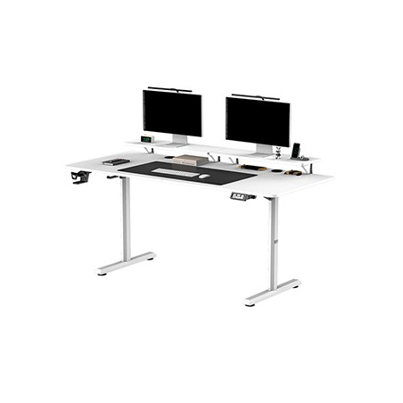 ULTRADESK HIGHLANDER XXL WHITE Biurko z elektryczną regulacją wysokości z uchwytem słuchawki i kable 160X70 cm, biały