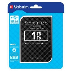 Verbatim zewnętrzny dysk twardy, Store N Go, 2.5", USB 3.0 (3.2 Gen 1), 1TB, 1000GB, 53194, czarny