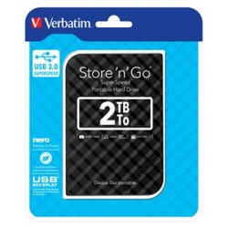 Verbatim zewnętrzny dysk twardy, Store N Go, 2.5", USB 3.0 (3.2 Gen 1), 2TB, 2000GB, 53195, czarny