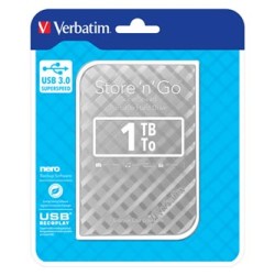 Verbatim zewnętrzny dysk twardy, Store N Go, 2.5", USB 3.0 (3.2 Gen 1), 1TB, 1000GB, 53197, srebrny