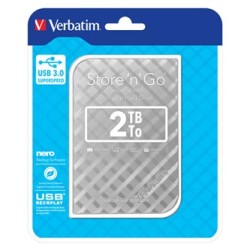 Verbatim zewnętrzny dysk twardy, Store N Go, 2.5", USB 3.0 (3.2 Gen 1), 2TB, 2000GB, 53198, srebrny