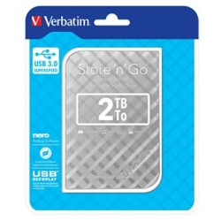 Verbatim zewnętrzny dysk twardy, Store N Go, 2.5", USB 3.0 (3.2 Gen 1), 2TB, 2000GB, 53198, srebrny