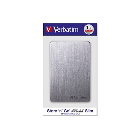 Verbatim zewnętrzny dysk twardy, Store,n,Go ALU Slim, 2.5", USB 3.0, 1TB, 1000GB, 53662, szary, szczotkowane aluminium
