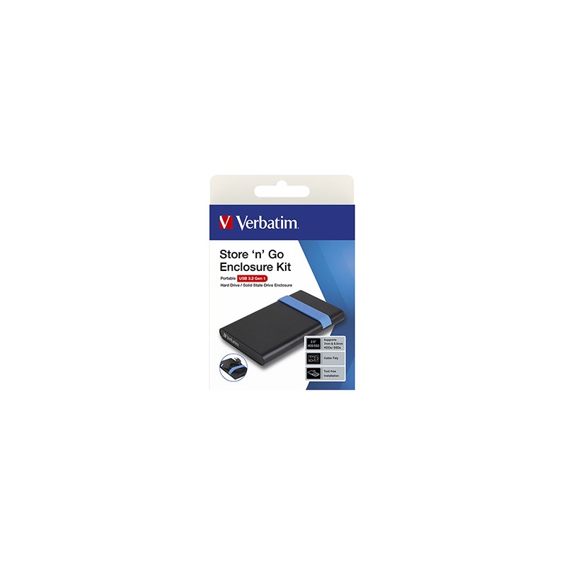 Zestaw obudowa dysku 2,5,, HDD/SSD, Verbatim, 2.5", Store,N,Go, USB 3.0 (3.2 Gen 1), 53106, czarna