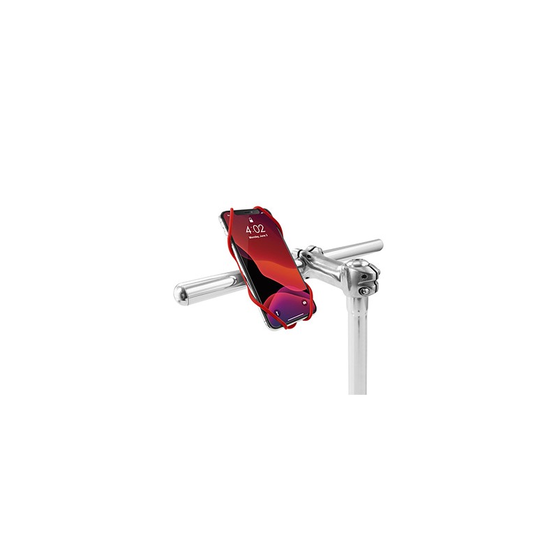 Uchwyt telefonu komórkowego Bone Bike Tie 3, na rower, regulowany rozmiar, czerwony, 4.7-7.2", silikon, mocowany do kierownicy, 