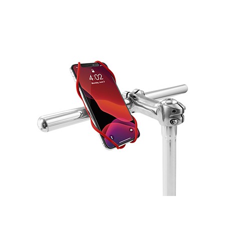Uchwyt telefonu komórkowego Bone Bike Tie 3, na rower, regulowany rozmiar, czerwony, 4.7-7.2", silikon, mocowany do kierownicy, 