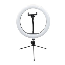 Powerton LIFE RING LIGHT, lampa pierścieniowa 10 ", regulacja barwy i intensywności światła, uchwyt telefonu i tripod