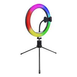 Powerton LIFE RING LIGHT, lampa pierścieniowa 10 ", regulacja barwy i intensywności światła, uchwyt telefonu i tripod