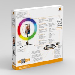 Powerton LIFE RING LIGHT, lampa pierścieniowa 10 ", regulacja barwy i intensywności światła, uchwyt telefonu i tripod