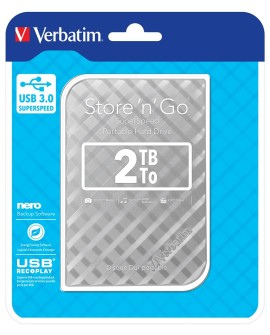 Verbatim Przenośny dysk twardy Store 'n' Go USB 3.0 Portable Hard Drive 2 TB — Srebrny