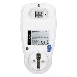 Miernik zużycia energii, max.3680W, biały, Virone, Wyświetlacz LCD, 2 taryfy pomiarowe, 4 rodz. walut