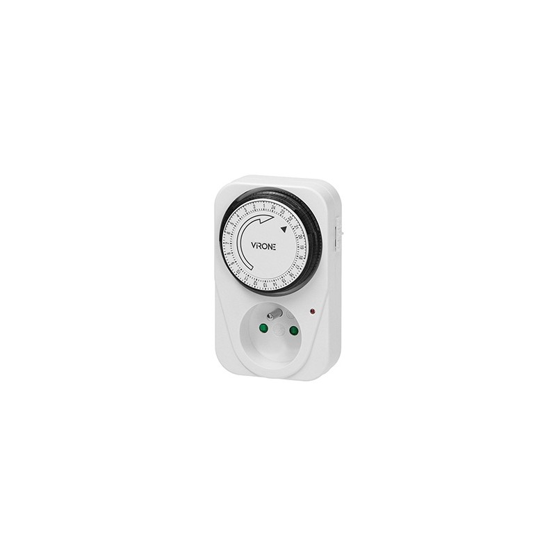 Gniazdo z mechanicznym timerem 24h 230V, 50Hz, max. 3500W, biała, Virone, timer