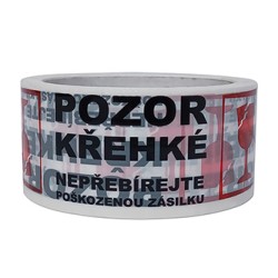 Lepící páska "Pozor křehké", przezroczysta z nadrukiem, 48mm, 60m