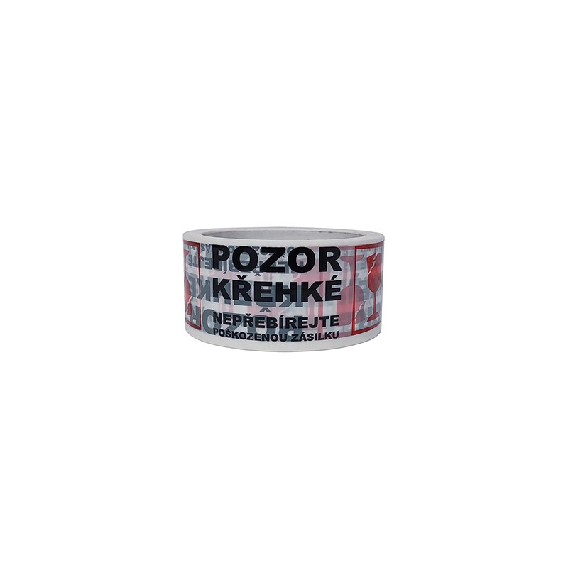 Lepící páska "Pozor křehké", przezroczysta z nadrukiem, 48mm, 60m