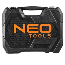 Zestaw kluczy nasadowych, 08-672, nasadki sześciokątne, klucze płaskie, bity,, ze stali chromowo-wanadowej, Neo Tools, EOL