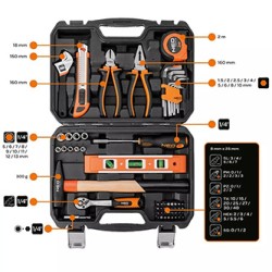 Zestaw narzędzi, 10-200, 60 szt., rozmiar 1/4, walizka, NEO TOOLS
