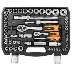 Zestaw kluczy nasadowych, 10-212, 108 szt, rozmiary 1/4 i 1/2, walizka, NEO TOOLS