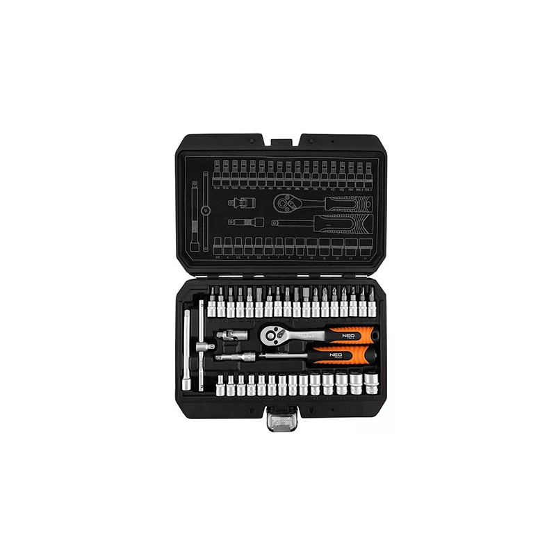 Zestaw kluczy nasadowych, 10-232, 38 szt, rozmiar 1/4, walizka, NEO TOOLS