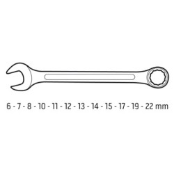 Zestaw kluczy płasko-oczkowych, 09-752, Zestaw 12 szt, 6-22 mm, NEO TOOLS