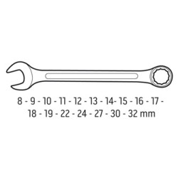 Klucze płasko-oczkowe, 09-753, Zestaw 17 ks, 8-32 mm, NEO TOOLS