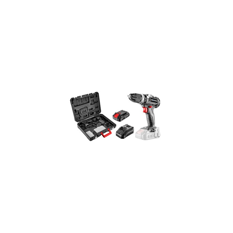 Wiertarko-wkrętarka, zasilanie akumulatorem, 58G019-SET1, wiertarko-wkrętarka / bateria / ładowarka / box, 18V, zestaw 4 element