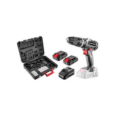 Wiertarko-wkrętarka udarowa, zasilanie akumulatorem, 58G020-SET2, wkrętarka / 2x baterie / ładowarka / skrzynia, 18V, 5 części, 