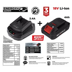 Zestaw akumulatorów i ładowarka, 58GE132-1, Akumulator 4 Ah + ładowarka, BOOST UP, GRAPHITE