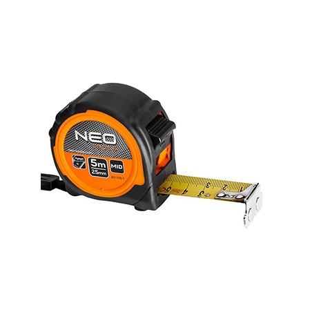 Miara zwijana stalowa NEO TOOLS stal, 5m x 25mm, magnetyczna końcówka