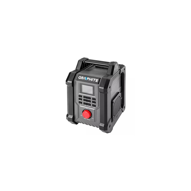 Graphite Radio budowlane, baterie, 18V, 2x15W, Li-Ion, czarne