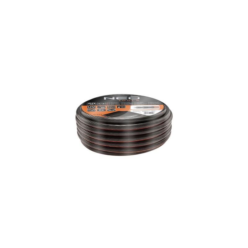 NEO TOOLS Wąż ogrodowy NEO PRO - 6 warstwowy, 20m, 3/4", 30bar, pomarańczowo-czarna, 15-843