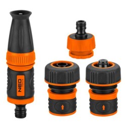 NEO TOOLS zestaw Zaszaczem prosty 1/2" z złączkami i przyłączem Przyłacze do kranu, 3/4", pomarańczowo-czarna, 15-711