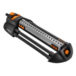 NEO TOOLS Zraszacz oscylacyjny. 20 dysz nawadnia powierzchnię do 16x20m, 1/2" i 3/4", pomarańczowo-czarny, 15-772