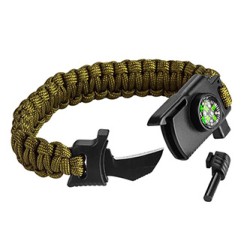 Neo Tools Bransoletka survivalowa 5w1 kompas, nóż, gwizdek, linka, krzesiwo