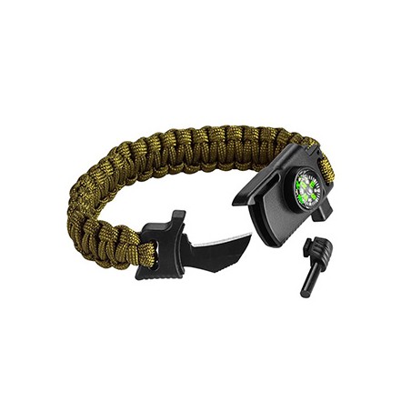 Neo Tools Bransoletka survivalowa 5w1 kompas, nóż, gwizdek, linka, krzesiwo
