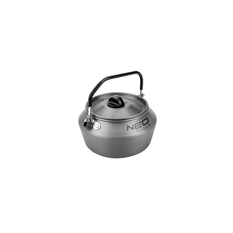 Czajnik turystyczny szara, aluminium, stal nierdzewna, 0.8l, pokrywa, siatka do przenoszenia,, Neo Tools