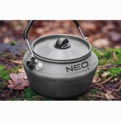 Czajnik turystyczny szara, aluminium, stal nierdzewna, 0.8l, pokrywa, siatka do przenoszenia,, Neo Tools