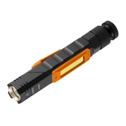 Latarka akumulatorowa, 1xLED, 1x2000 mAh, czarna, IP20, 5 funkcji, moc 3 W